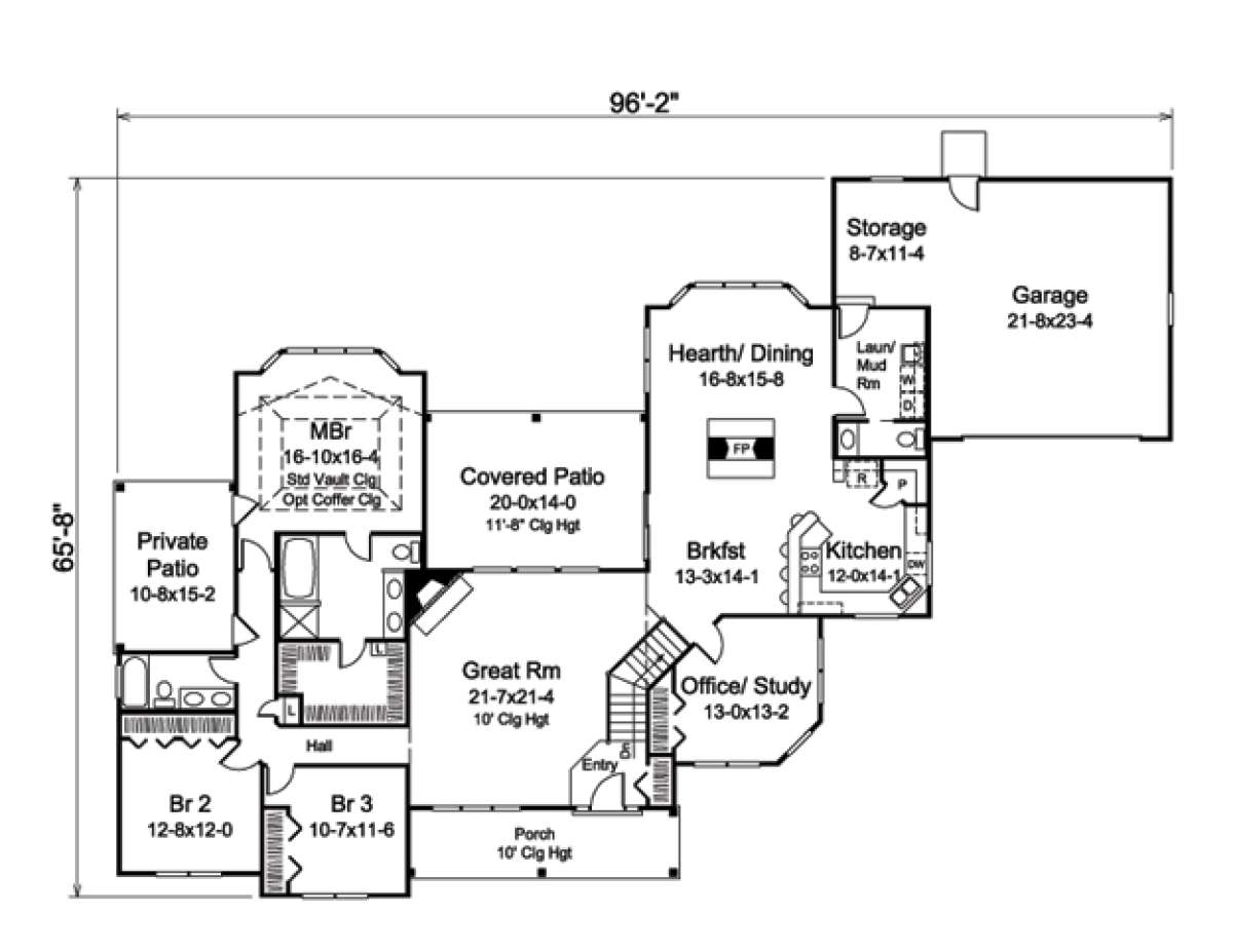 Floorplan 1 for House Plan #5633-00205