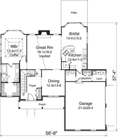 Floorplan 1 for House Plan #5633-00206