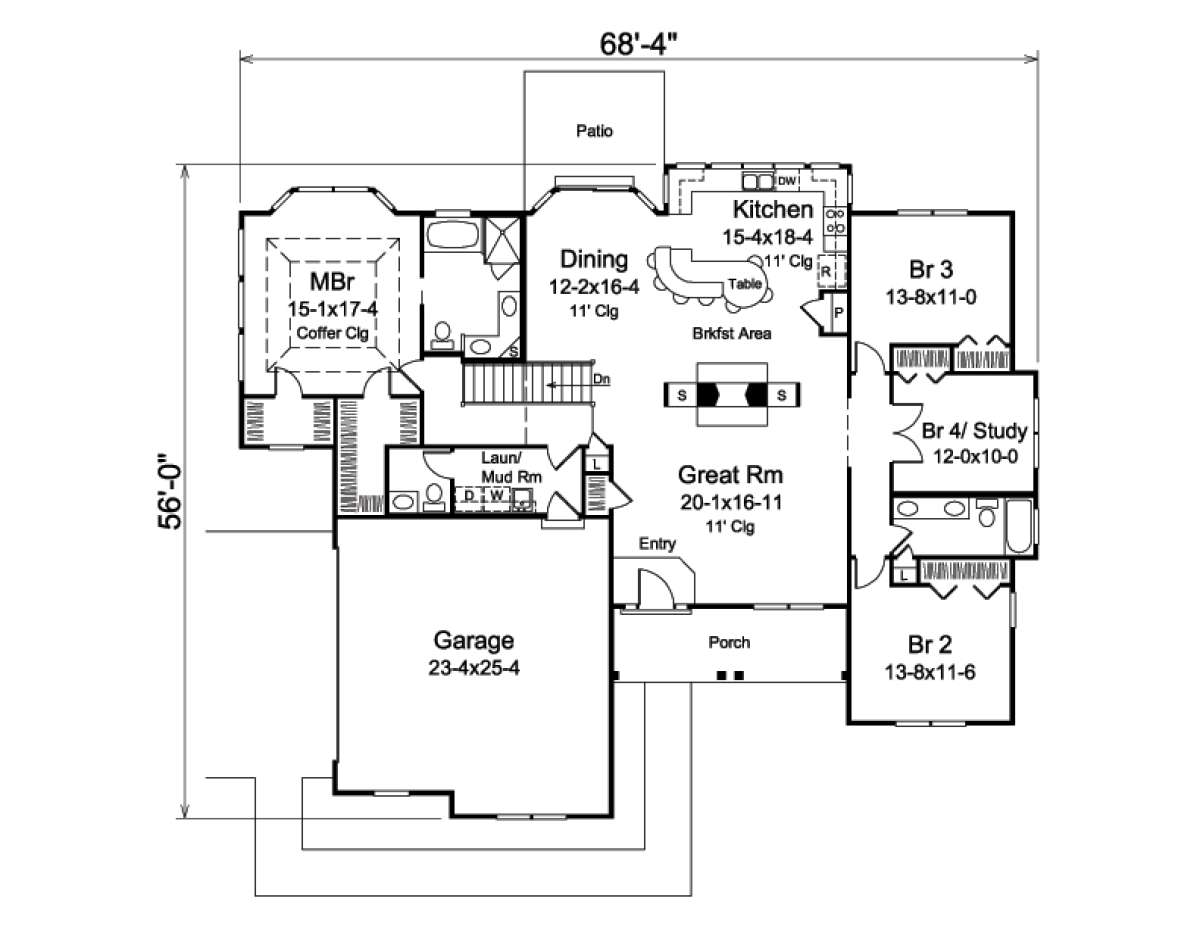 Floorplan 1 for House Plan #5633-00208