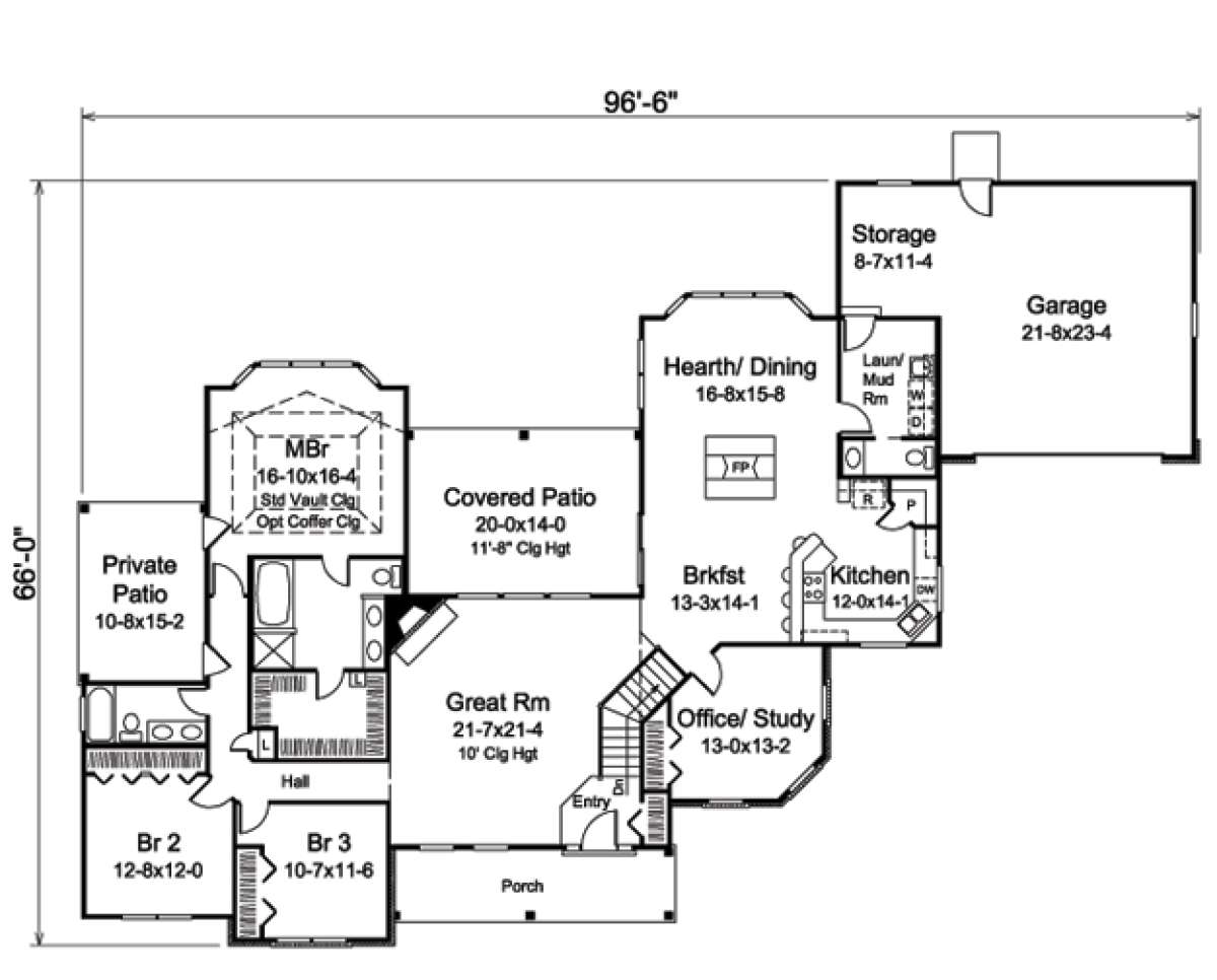 Floorplan 1 for House Plan #5633-00215