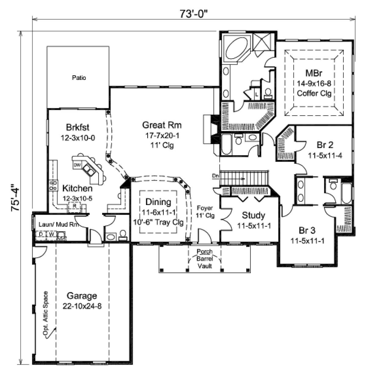 Floorplan 1 for House Plan #5633-00216