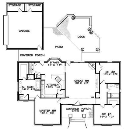 Floorplan1 for House Plan #6471-00077