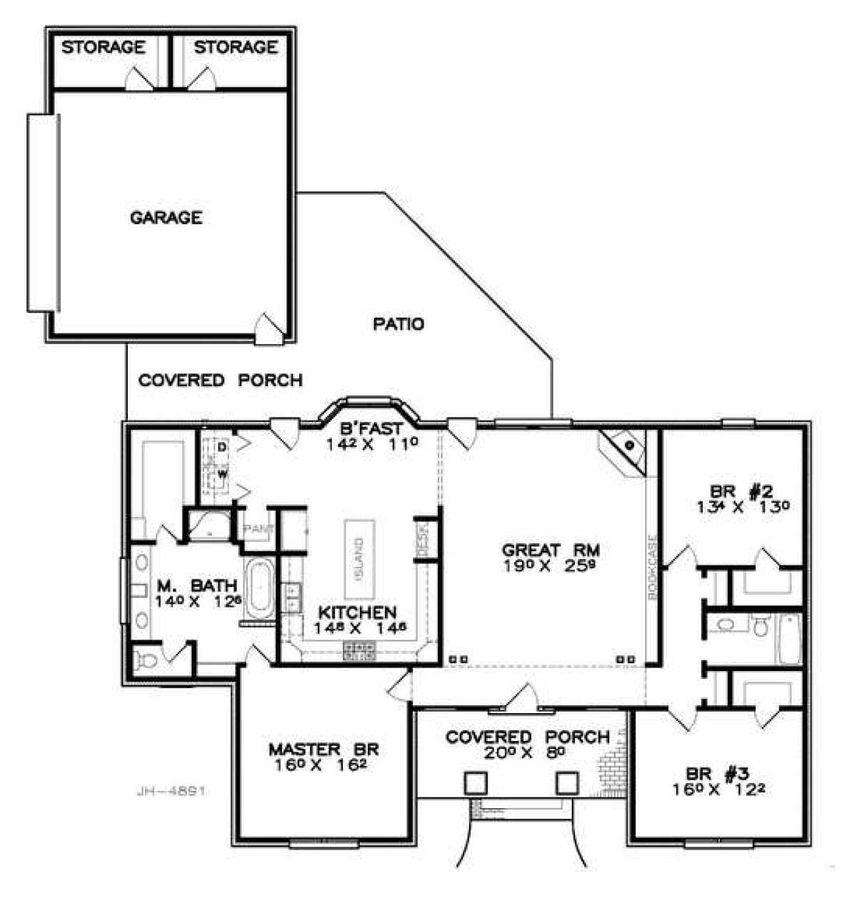 Floorplan 1 for House Plan #6471-00078
