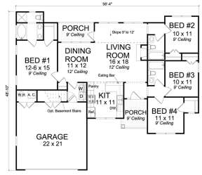 Floorplan 1 for House Plan #4848-00306