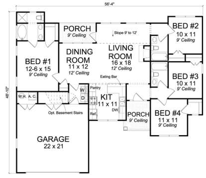 Floorplan 1 for House Plan #4848-00306