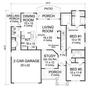 Floorplan 1 for House Plan #4848-00307