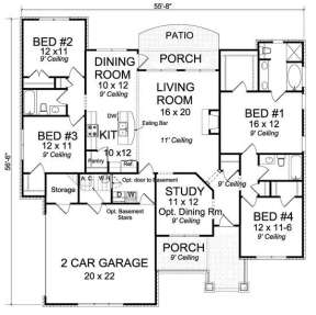 Floorplan 1 for House Plan #4848-00309