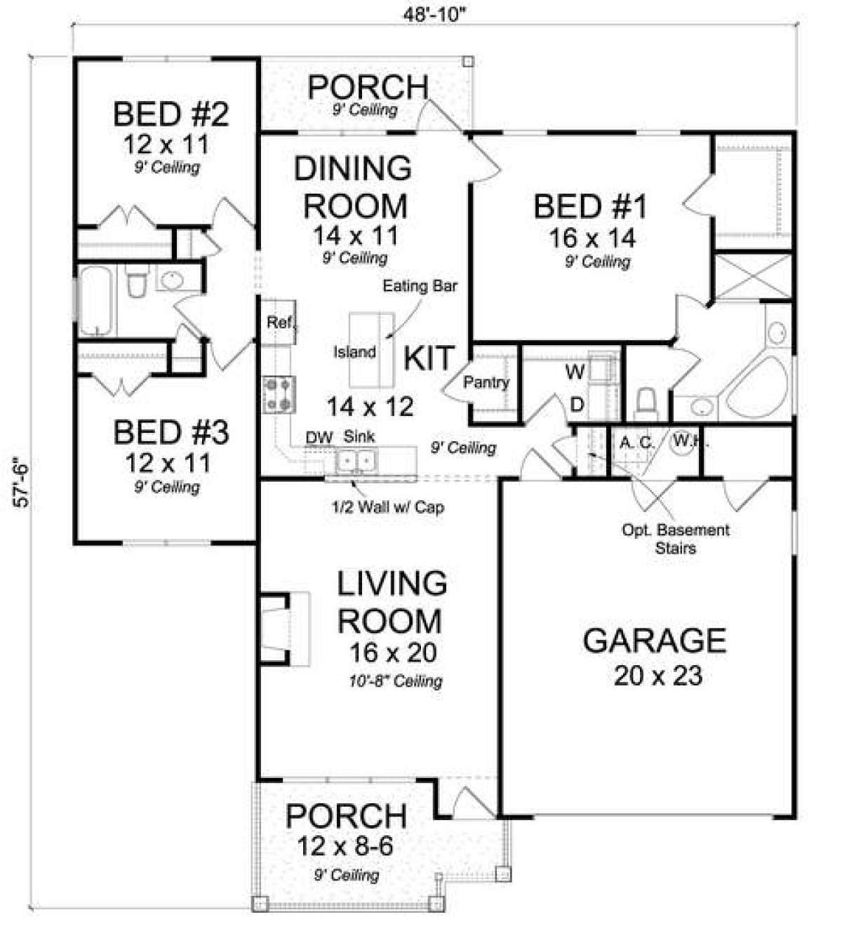 Floorplan 1 for House Plan #4848-00320