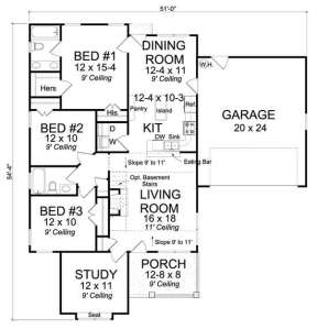 Floorplan 1 for House Plan #4848-00322
