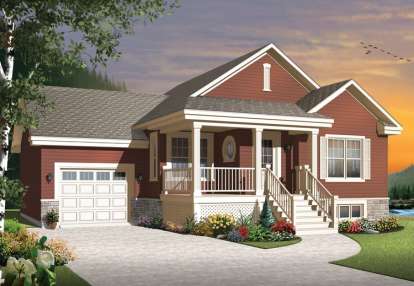 2 Bed, 1 Bath, 1028 Square Foot House Plan - #034-01056