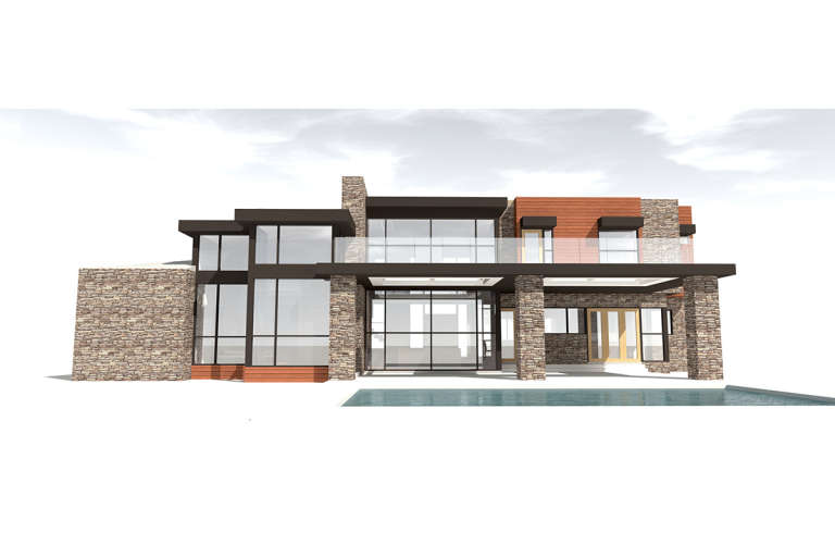 Mid Century Modern House Plan #028-00067 Elevation Photo