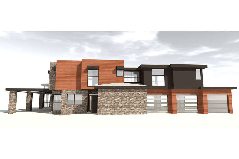 Mid Century Modern House Plan #028-00067 Elevation Photo