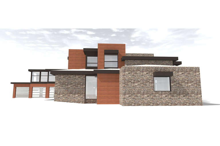 Mid Century Modern House Plan #028-00067 Elevation Photo