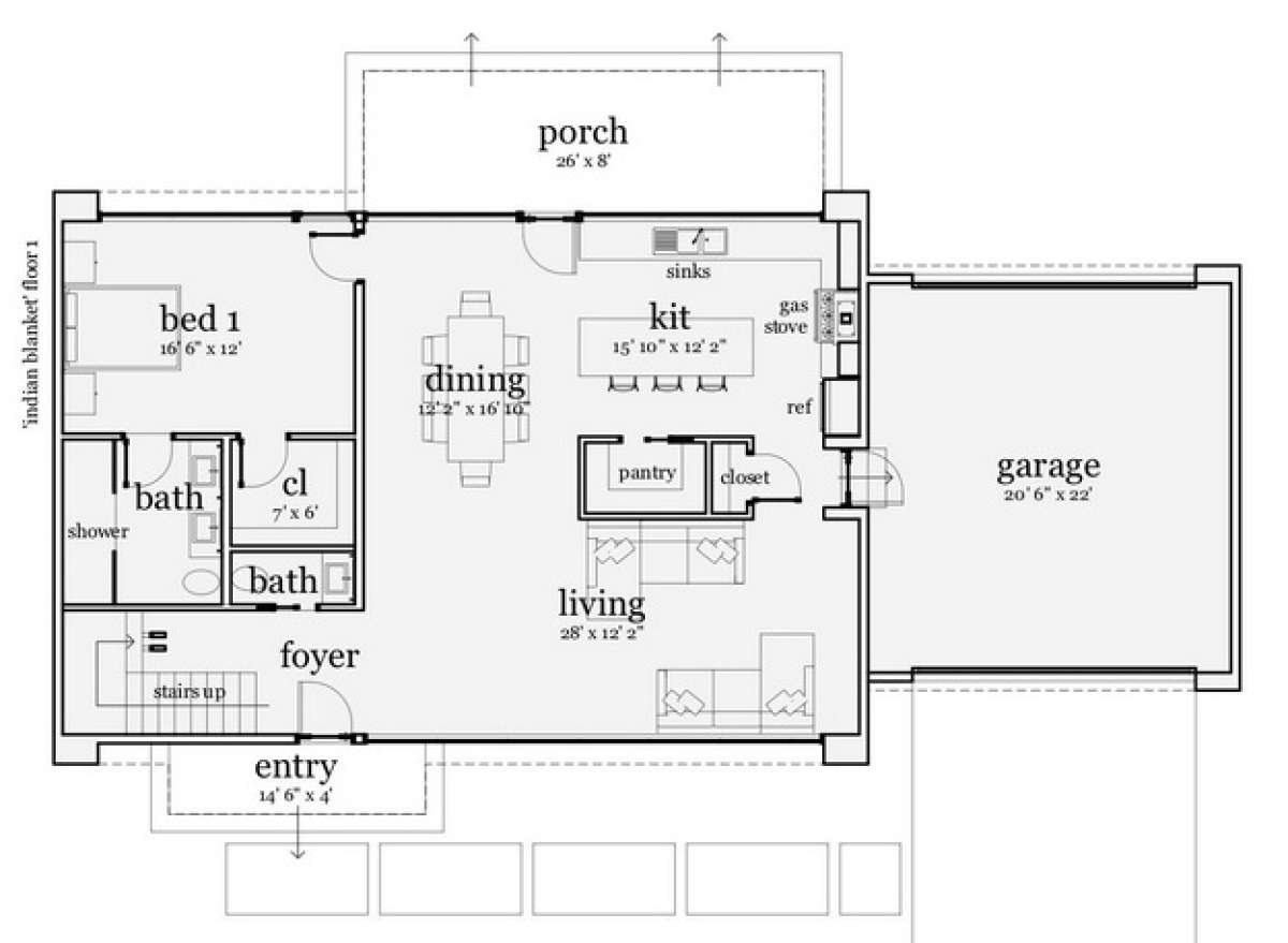 Floorplan 1 for House Plan #028-00069