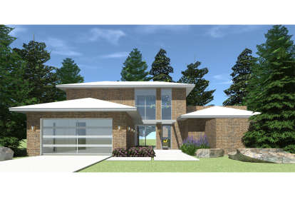 Mid Century Modern House Plan #028-00072 Elevation Photo