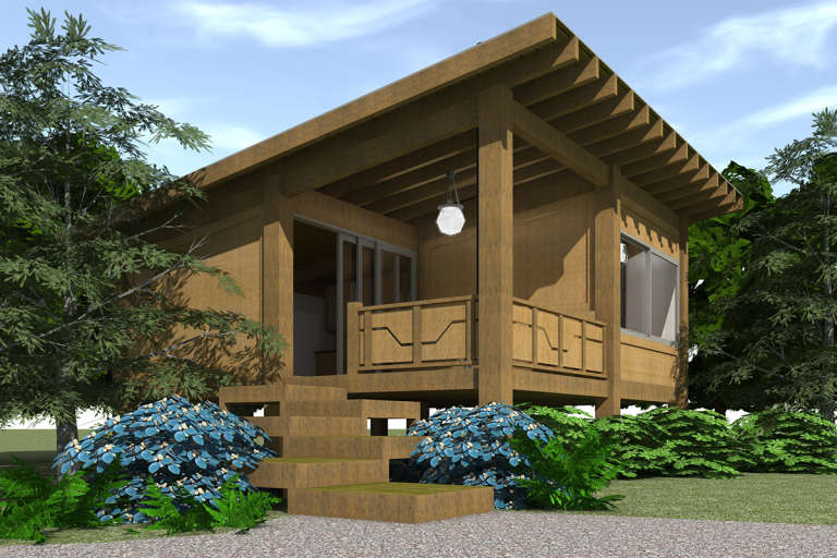 Cabin House Plan #028-00074 Elevation Photo