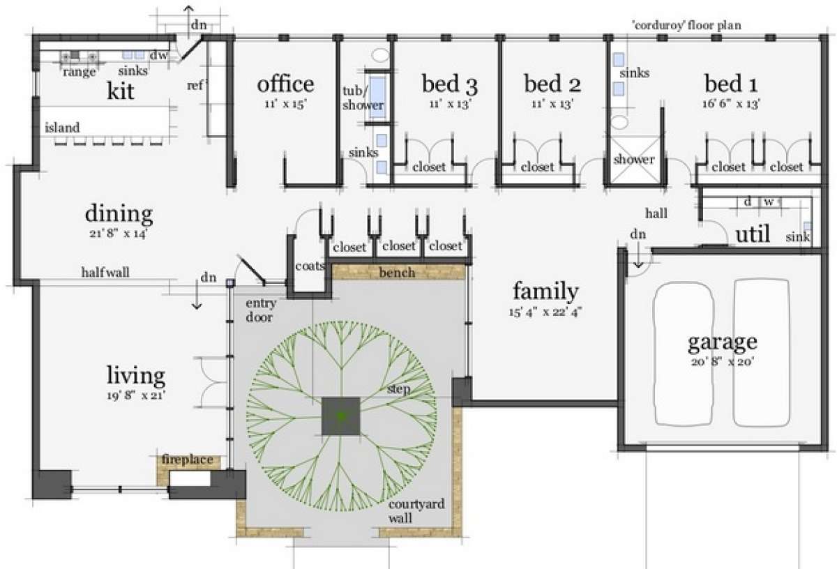 Floorplan 1 for House Plan #028-00091