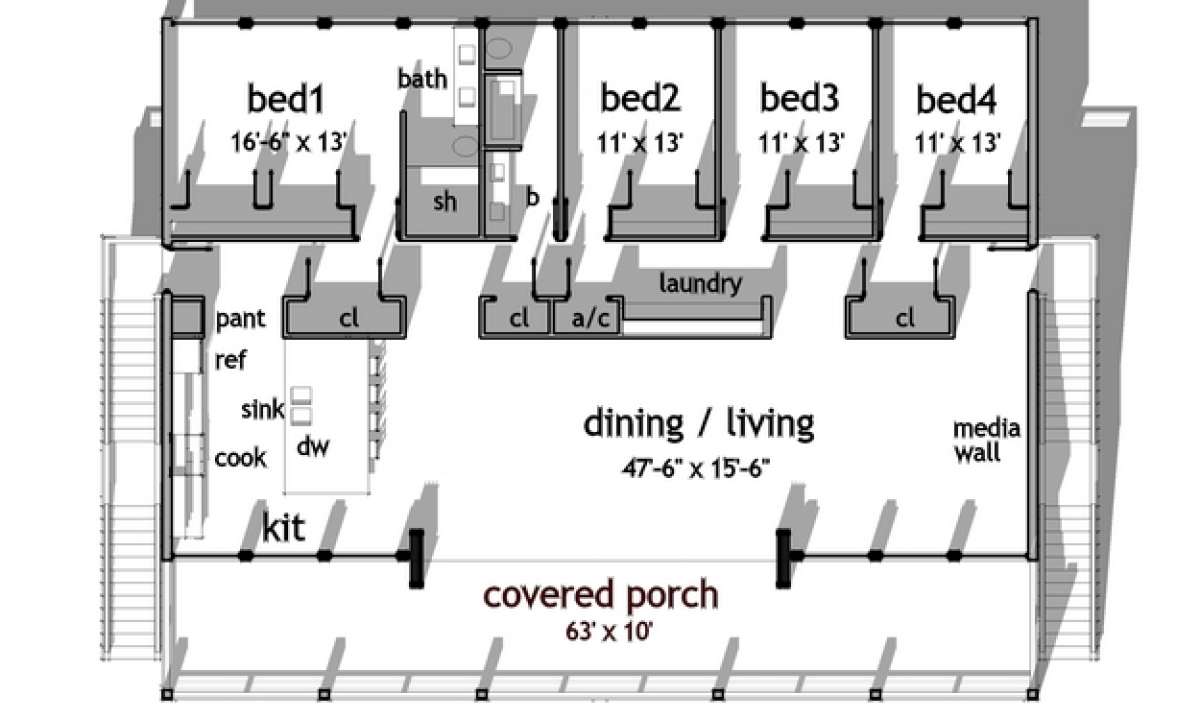 Floorplan 1 for House Plan #028-00092