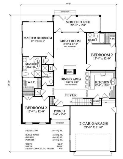 Floorplan 1 for House Plan #7922-00006