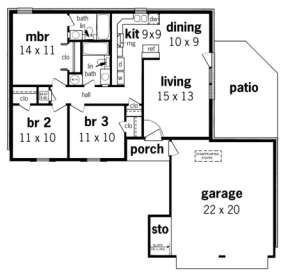 Floorplan 1 for House Plan #048-00014