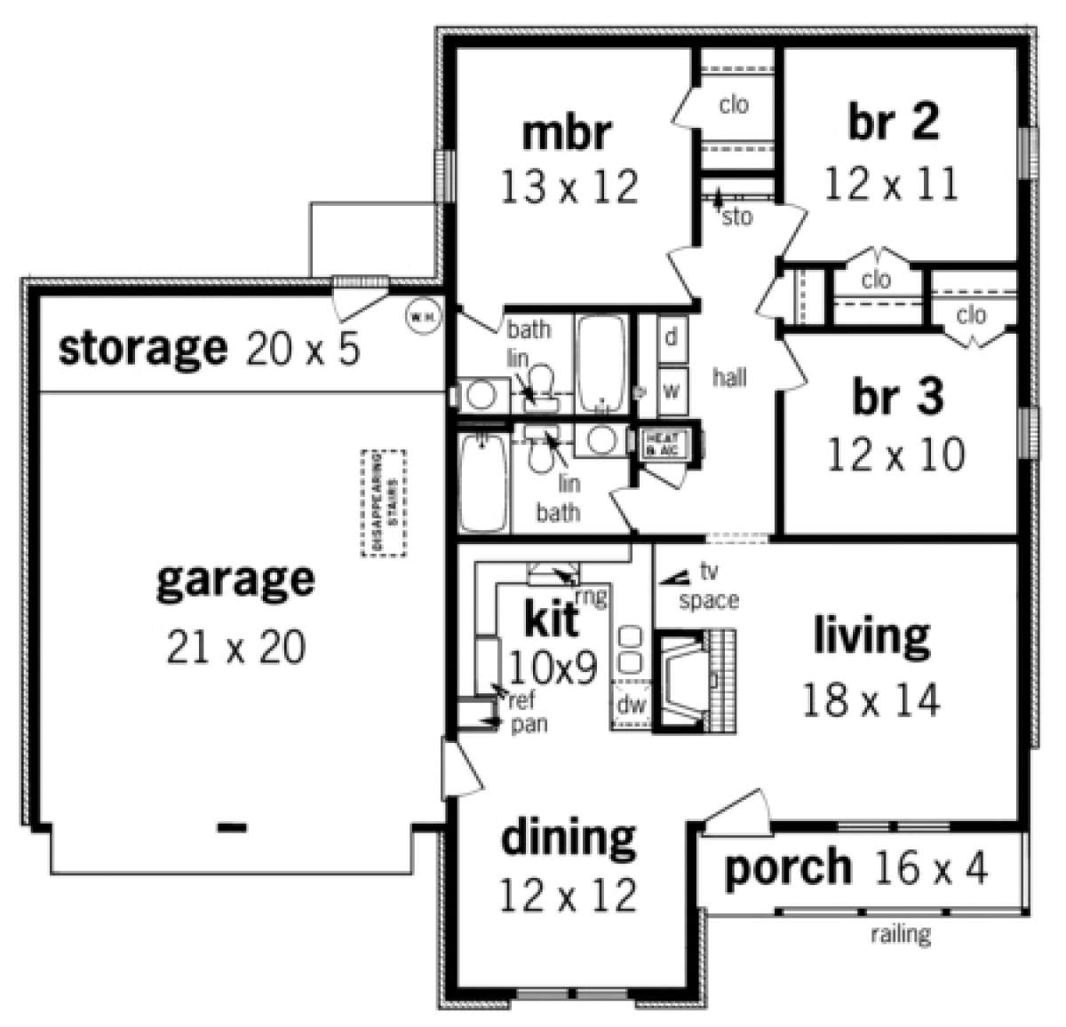 Floorplan 1 for House Plan #048-00020