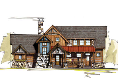 Mountain Rustic House Plan #8504-00009 Elevation Photo