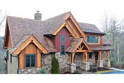 Mountain Rustic House Plan #8504-00009 Elevation Photo