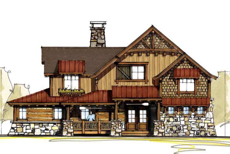 Cabin House Plan #8504-00015 Elevation Photo