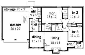 Floorplan 1 for House Plan #048-00022