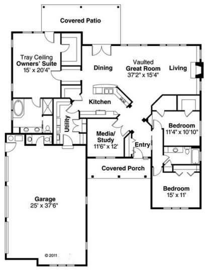 Floorplan 1 for House Plan #035-00595