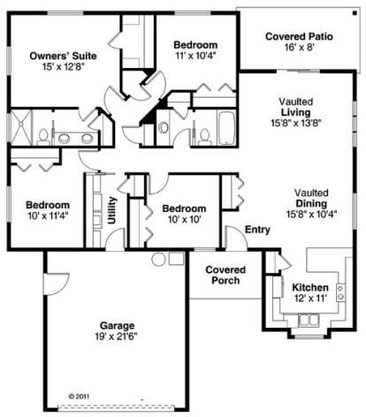 Floorplan 1 for House Plan #035-00611