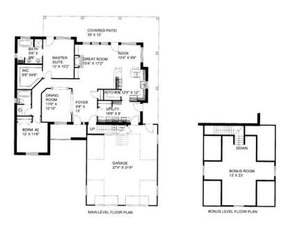 Main/Bonus Floor for House Plan #039-00218