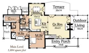 Floorplan 1 for House Plan #8504-00078