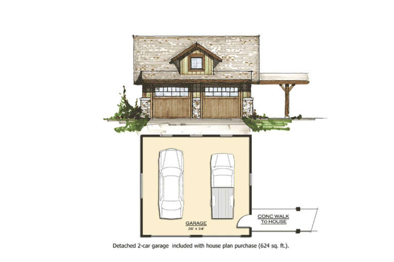 Mountain Rustic House Plan #8504-00086 Elevation Photo