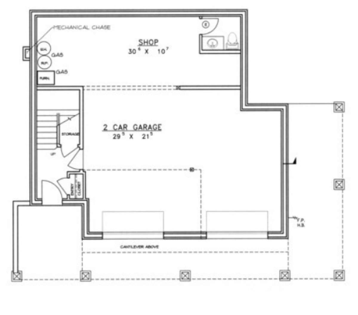Garage/Basement Floor for House Plan #039-00235