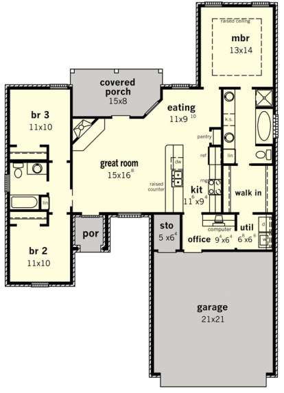 Floorplan 1 for House Plan #9035-00052