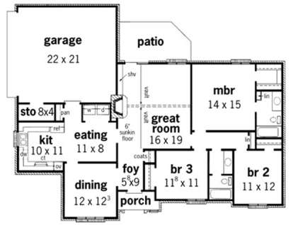 Floorplan 1 for House Plan #9035-00054