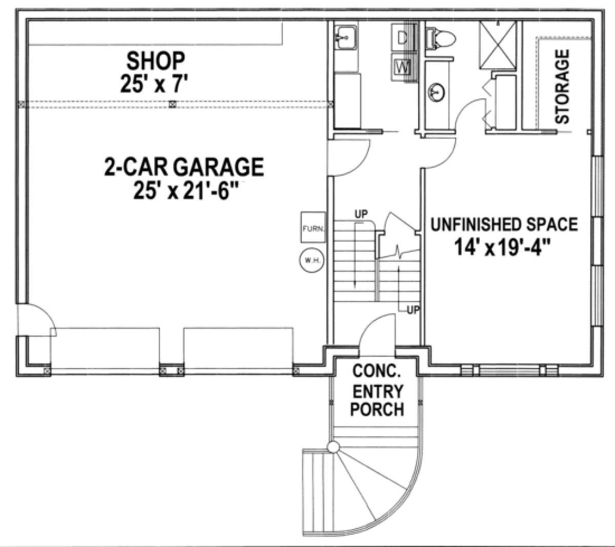 Garage/Basement Floor for House Plan #039-00241