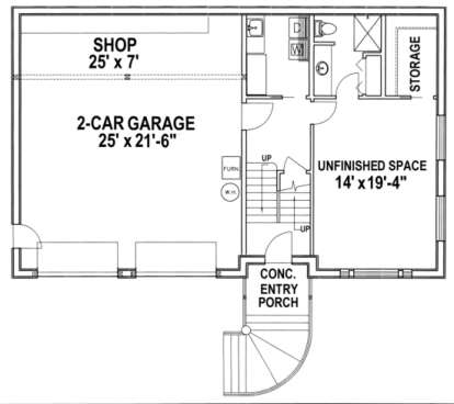 Garage/Basement Floor for House Plan #039-00241