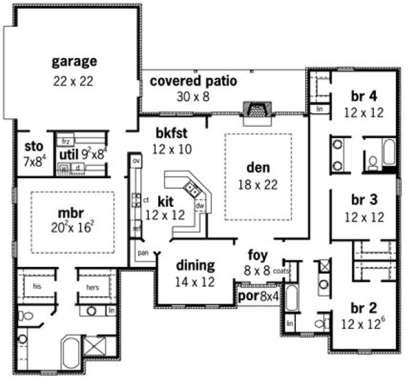 Floorplan 1 for House Plan #9035-00096