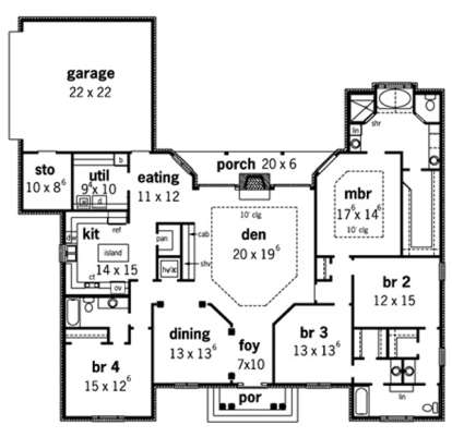 Floorplan 1 for House Plan #9035-00107