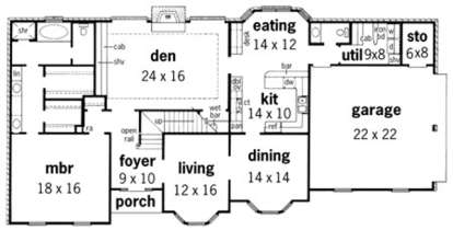 Floorplan 1 for House Plan #9035-00114