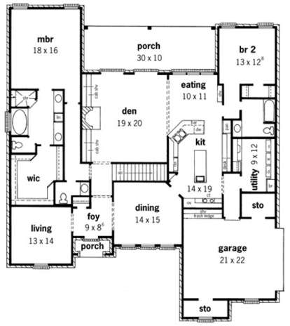 Floorplan 1 for House Plan #9035-00125