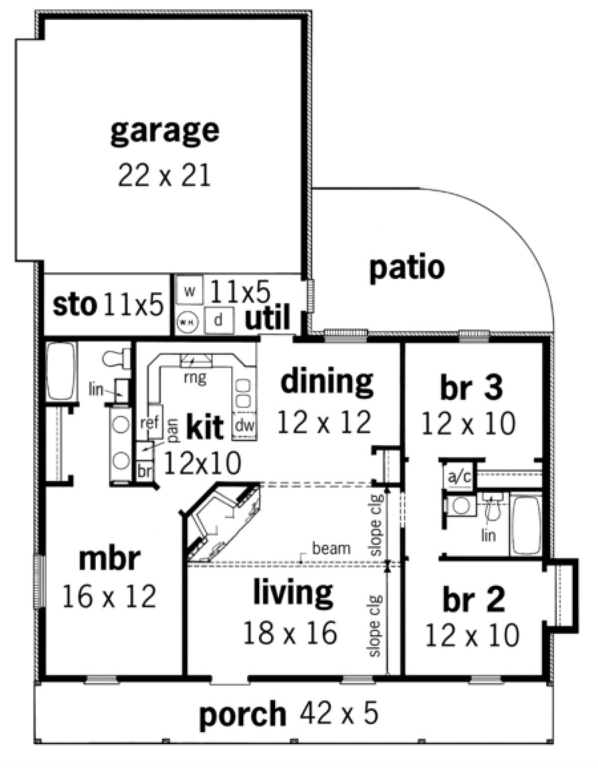 Floorplan 1 for House Plan #048-00029