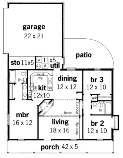 Floorplan 1 for House Plan #048-00029