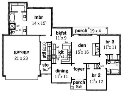 Floorplan1 for House Plan #9035-00157