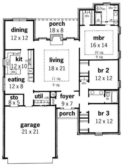 Floorplan 1 for House Plan #9035-00166
