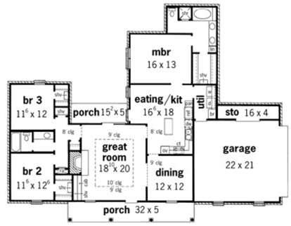 Floorplan 1 for House Plan #9035-00167