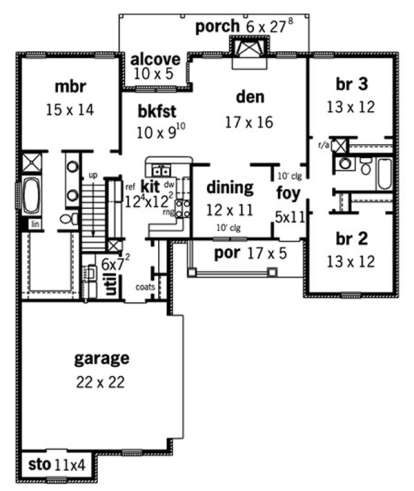 Floorplan 1 for House Plan #9035-00172