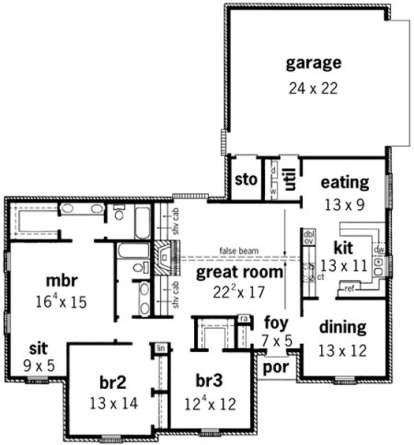 Floorplan 1 for House Plan #9035-00184
